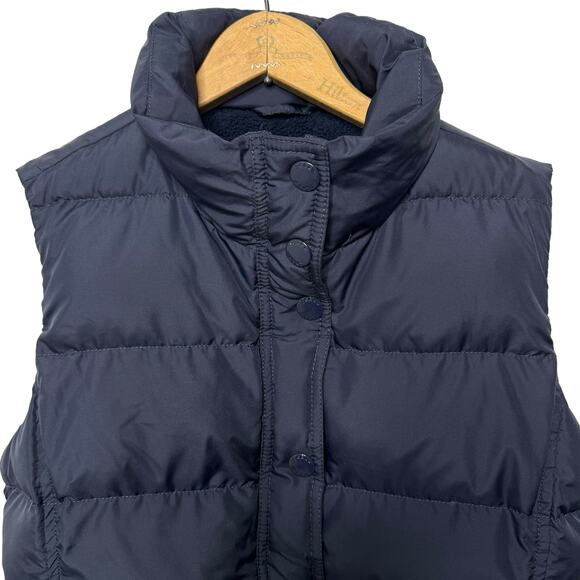 VIntage J Crew Women's Down Fill Puffer Vest Navy Blue Pockets Size Medium Y2K - Picture 4 of 6